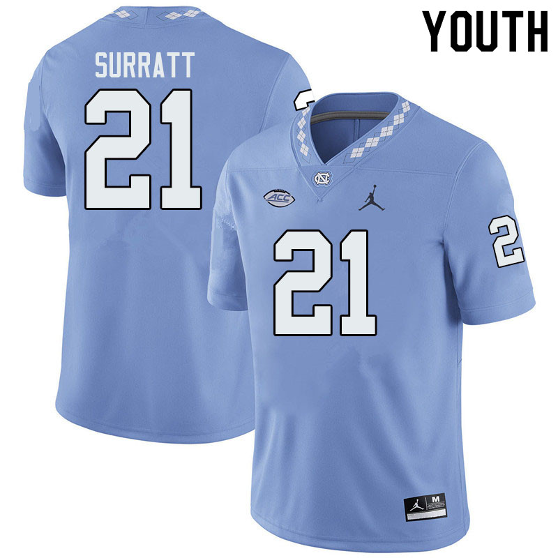 Jordan Brand Youth #21 Chazz Surratt North Carolina Tar Heels College Football Jerseys Sale-Blue